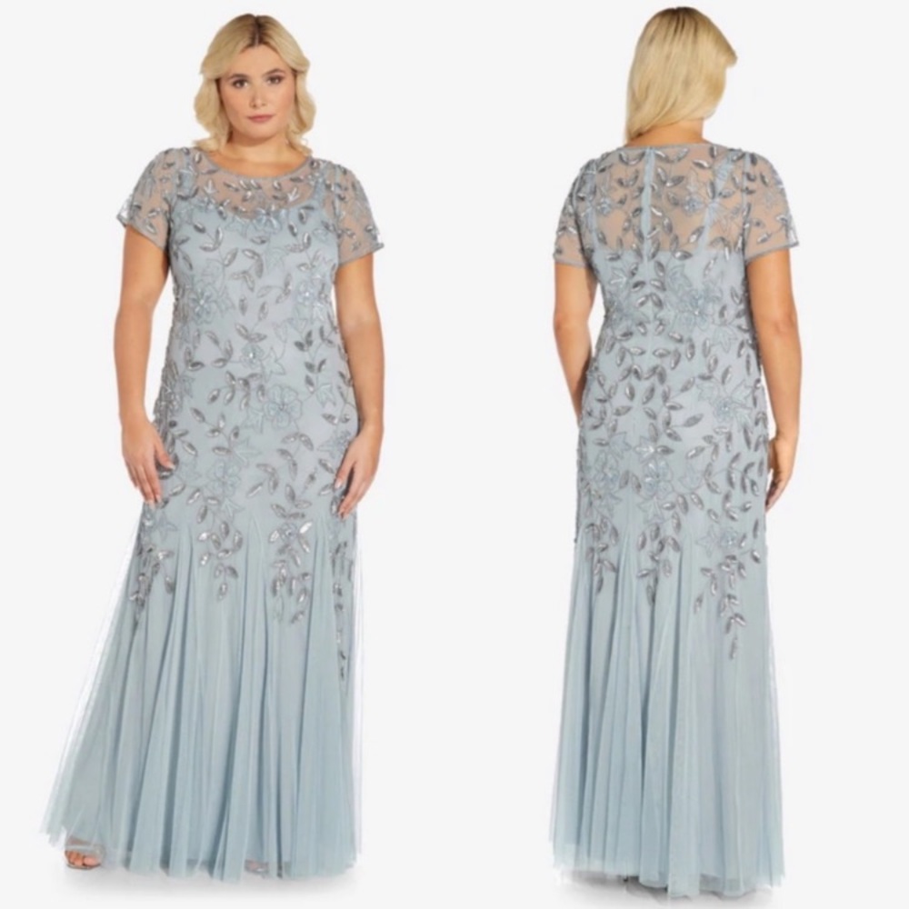 Adrianna Papell Long Beaded Godet - Picture 11 of 14